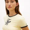 T-shirt rayé à col lissé avec monogramme brodé T-shirt rayé à col lissé avec monogramme brodé