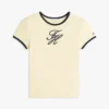 T-shirt rayé à col lissé avec monogramme brodé T-shirt rayé à col lissé avec monogramme brodé