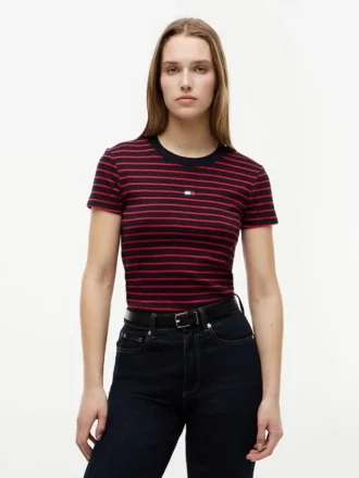 T-shirt rayé Favorite avec mini logo drapeau