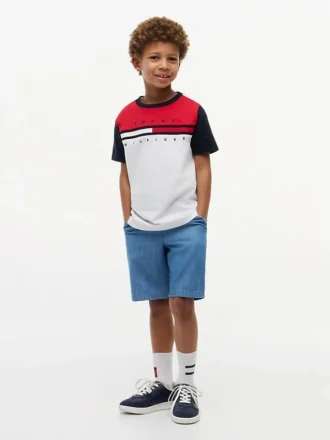 T-shirt à rayures et drapeaux colorés pour enfant