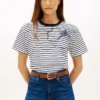 T-shirt à rayures et imprimé floral abstrait T-shirt à rayures et imprimé floral abstrait