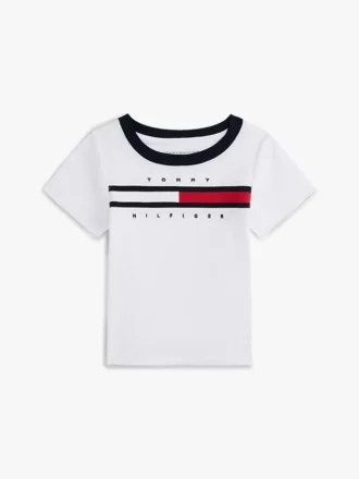 T-shirt à rayures et logo pour bébés T-shirt à rayures et logo pour bébés
