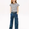 T-shirt à rayures et manches à volants pour enfant