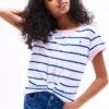 T-shirt à rayures et ourlet noué pour enfant