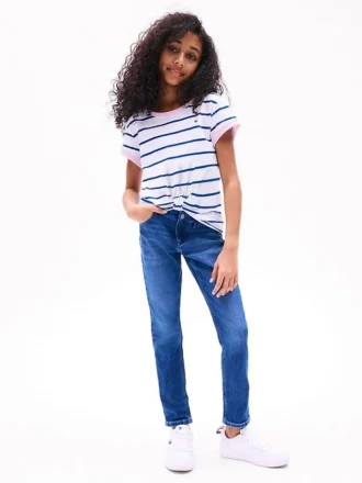 T-shirt à rayures et ourlet noué pour enfant