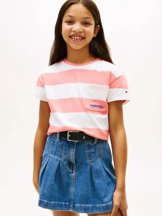 T-shirt à rayures et poche pour enfant