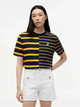 T-shirt à rayures mélangées et coupe décontractée