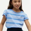 T-shirt à rayures pour enfant avec bordures festonnées aux manches