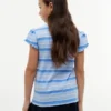 T-shirt à rayures pour enfant avec bordures festonnées aux manches