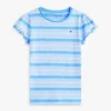 T-shirt à rayures pour enfant avec bordures festonnées aux manches