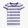 T-shirt à rayures pour enfant avec bordures festonnées aux manches