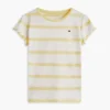 T-shirt à rayures pour enfant avec bordures festonnées aux manches