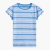 T-shirt à rayures pour enfant avec bordures festonnées aux manches