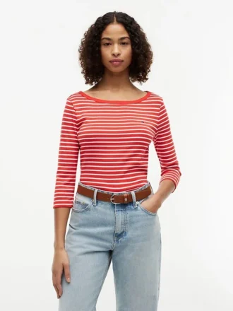 T-shirt slim à col bateau