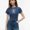 T-shirt slim fit teint en pièce avec logo Crest