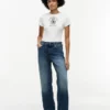 T-shirt slim fit teint en pièce avec logo Crest
