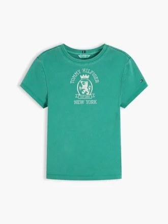 T-shirt slim fit teint en pièce avec logo Crest