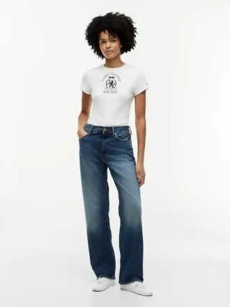 T-shirt slim fit teint en pièce avec logo Crest