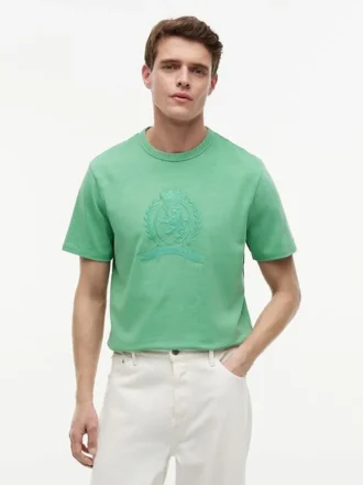 T-shirt teint en pièce avec logo feuille de laurier