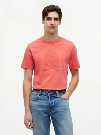T-shirt teint en pièce avec logo feuille de laurier
