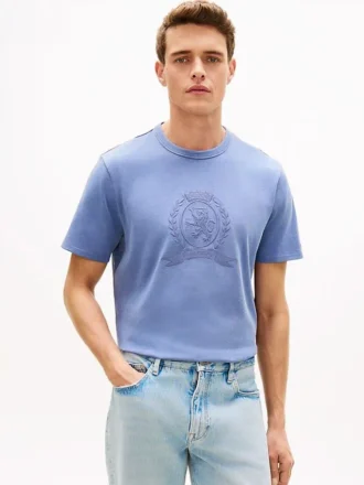 T-shirt teint en pièce avec logo feuille de laurier