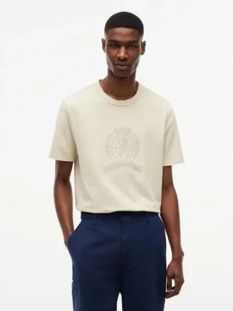 T-shirt teint en pièce avec logo feuille de laurier