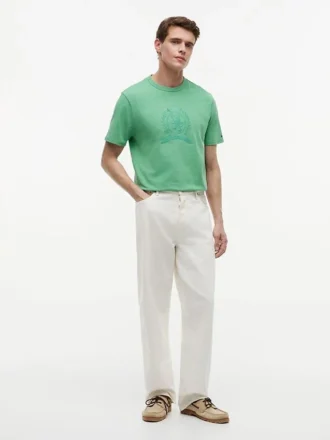 T-shirt teint en pièce avec logo feuille de laurier