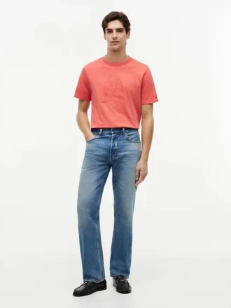 T-shirt teint en pièce avec logo feuille de laurier