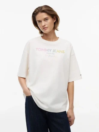 T-shirt Tommy Jeans avec logo en cristaux