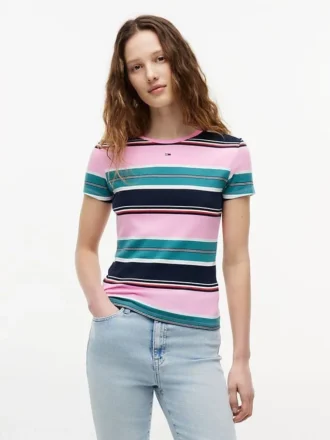 T-shirt Tommy Jeans slim stretch à côtes