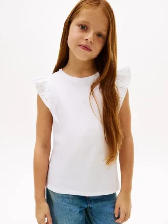 T-shirt à volants et œillets brodés pour enfant