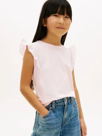 T-shirt à volants et œillets brodés pour enfant