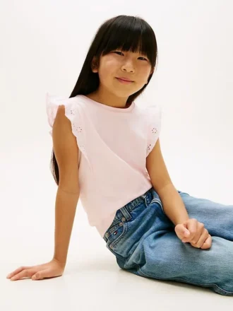 T-shirt à volants et œillets brodés pour enfant