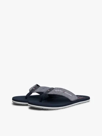 Tongs en lin chambray