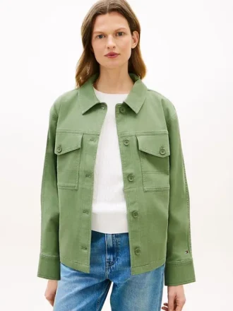 Veste chemise utilitaire oversize en sergé