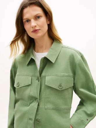 Veste chemise utilitaire oversize en sergé