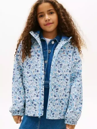 Veste de pluie à capuche à imprimé floral pour enfants Veste de pluie à capuche à imprimé floral pour enfants