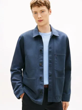 Veste de travail en denim teint en pièce