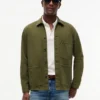 Veste de travail en denim teint en pièce Veste de travail en denim teint en pièce