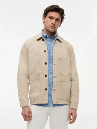 Veste de travail en denim teint en pièce