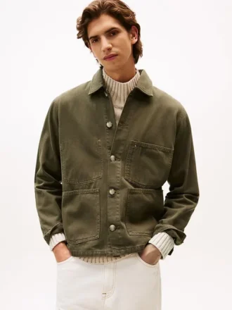 Veste de travail en denim teint en pièce