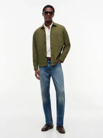 Veste de travail en denim teint en pièce Veste de travail en denim teint en pièce