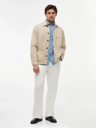 Veste de travail en denim teint en pièce