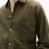 Veste de travail en denim teint en pièce Veste de travail en denim teint en pièce