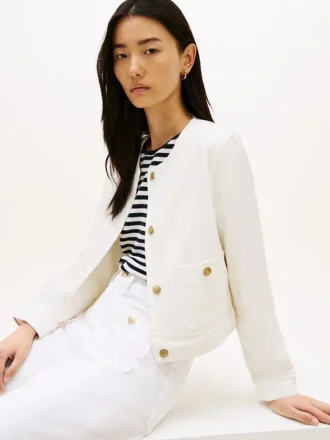 Veste en denim blanc pour femme Veste en denim blanc pour femme