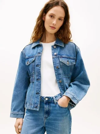 Veste en denim délavé cintrée Veste en denim délavé cintrée