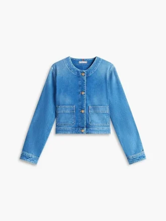 Veste en denim délavé moyen pour femme
