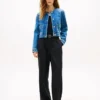 Veste en denim délavé moyen pour femme Veste en denim délavé moyen pour femme