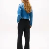 Veste en denim délavé moyen pour femme Veste en denim délavé moyen pour femme