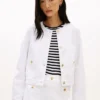 Veste en denim pour femme à boutons dorés Veste en denim pour femme à boutons dorés